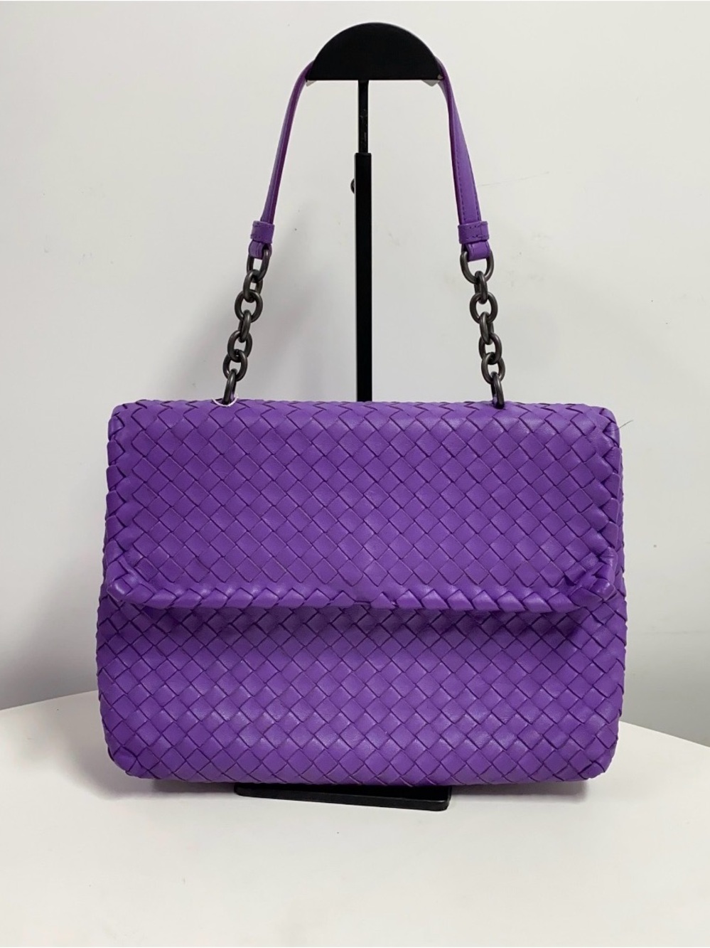 Bottega Veneta Nappa Intercciato Shoulder Bag in Purple